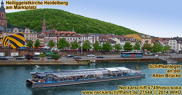 Charterschifffahrt bei Heidelberg mit dem Neckar-Solarschiff bis 130 Sitzpltze im Salon